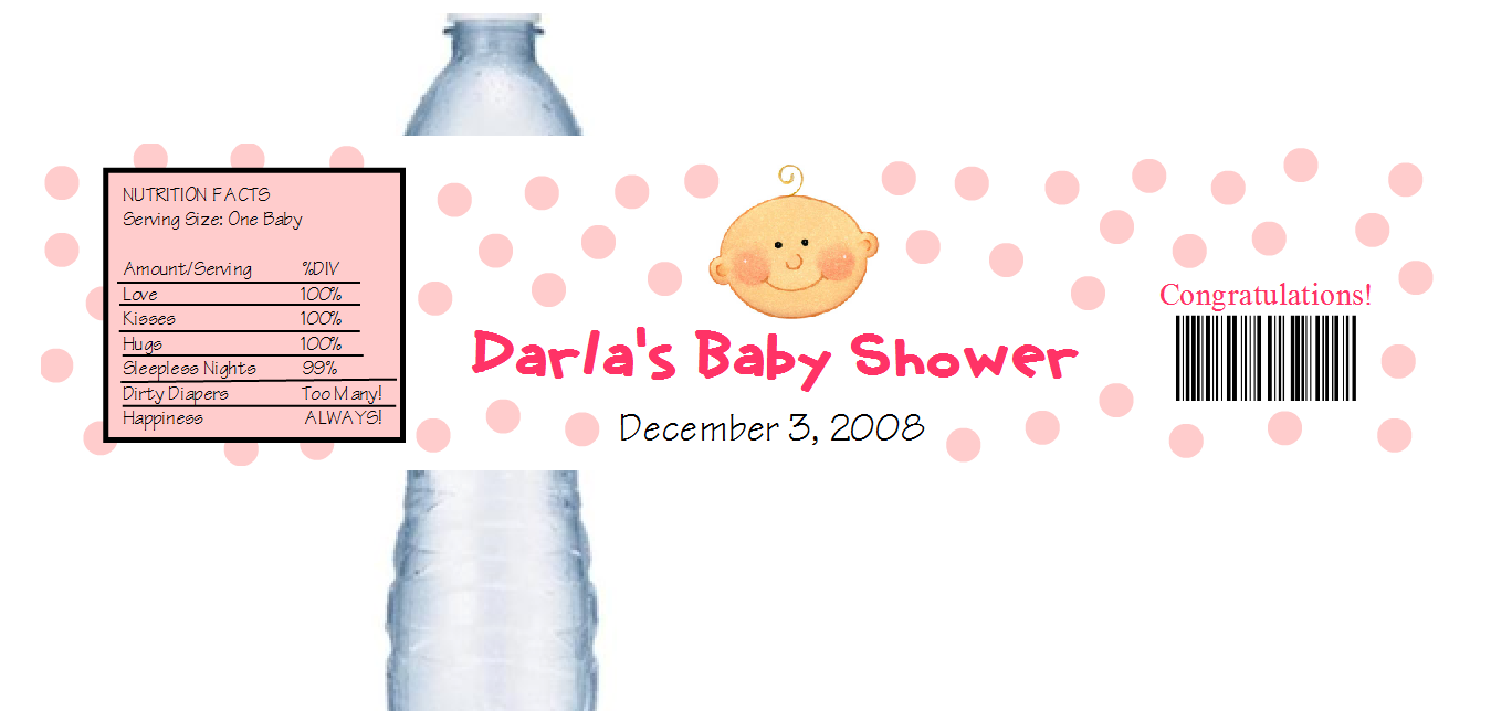 Water Bottle Baby Shower Labels